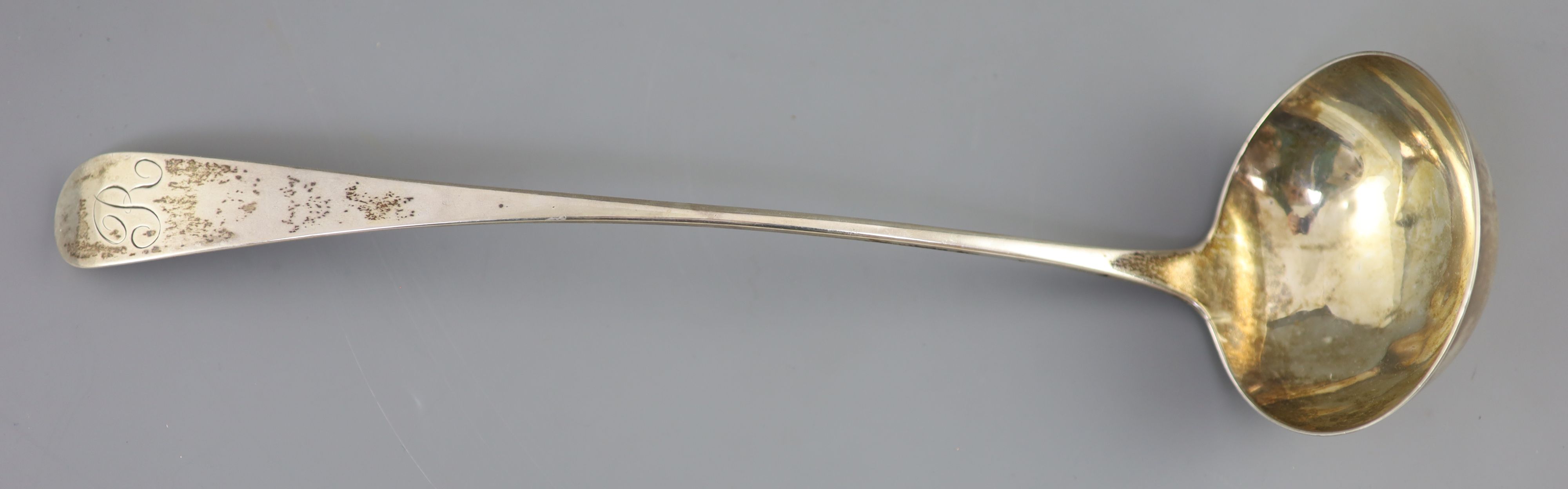 A late 18th/early 19th century Scottish provincial silver Old English pattern soup ladle, possibly by Nathaniel Gillert, Aberdeen?,